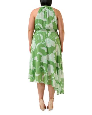 Plus Seafall Halter Neck Asymmetric Midi Dress