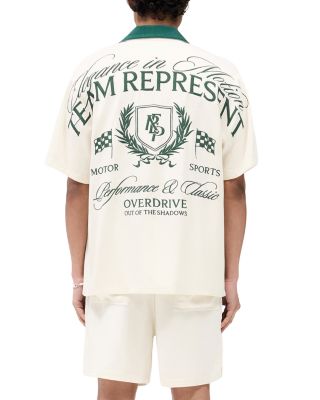 Crest Embroidered Oversized Fit Camp Shirt