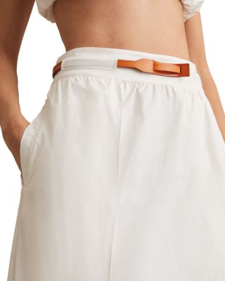 Belted Split Midi Skirt