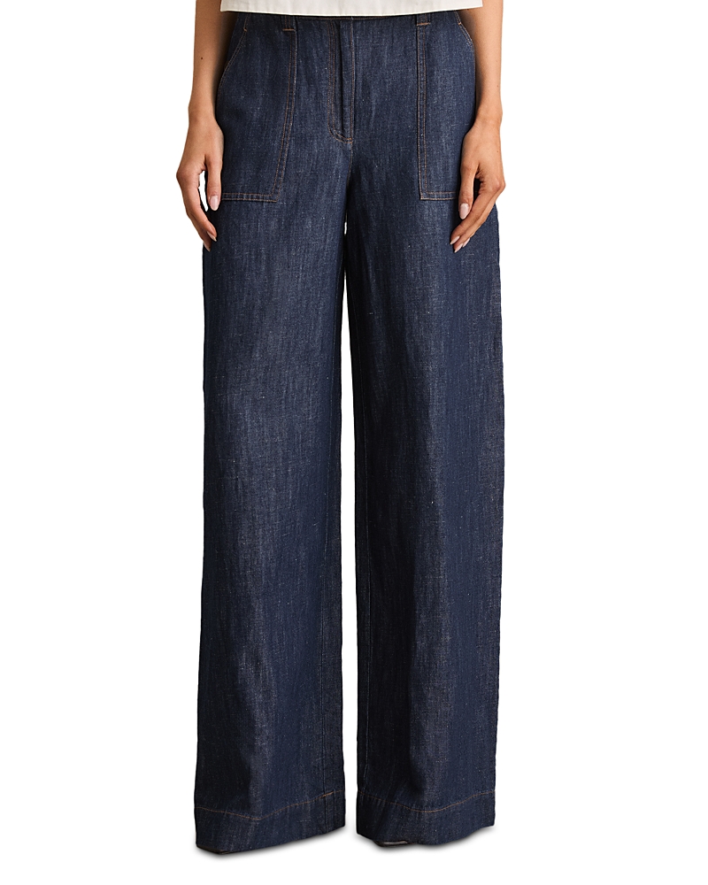 Reiss Wide Leg Linen Blend Pants