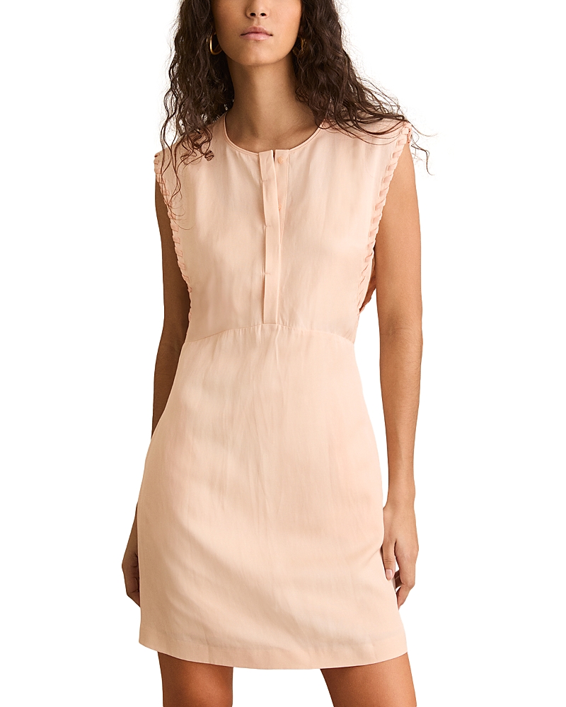 Reiss Womens Fawn Whipstitch Linen-blend Mini Dress Peach