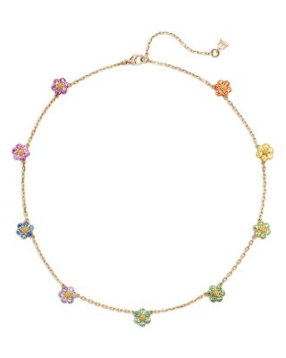 Temple St. Clair - 18K Yellow Gold FJ Multi Gemstone & Diamond Rainbow Fiori Collar Necklace, 16"-18"