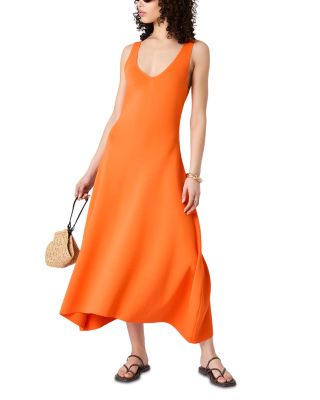 V Neck Knit Fit and Flare Midi Dress