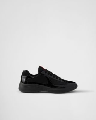 Men's Patent Leather and Technical Fabric America's Cup Sneakers in Black