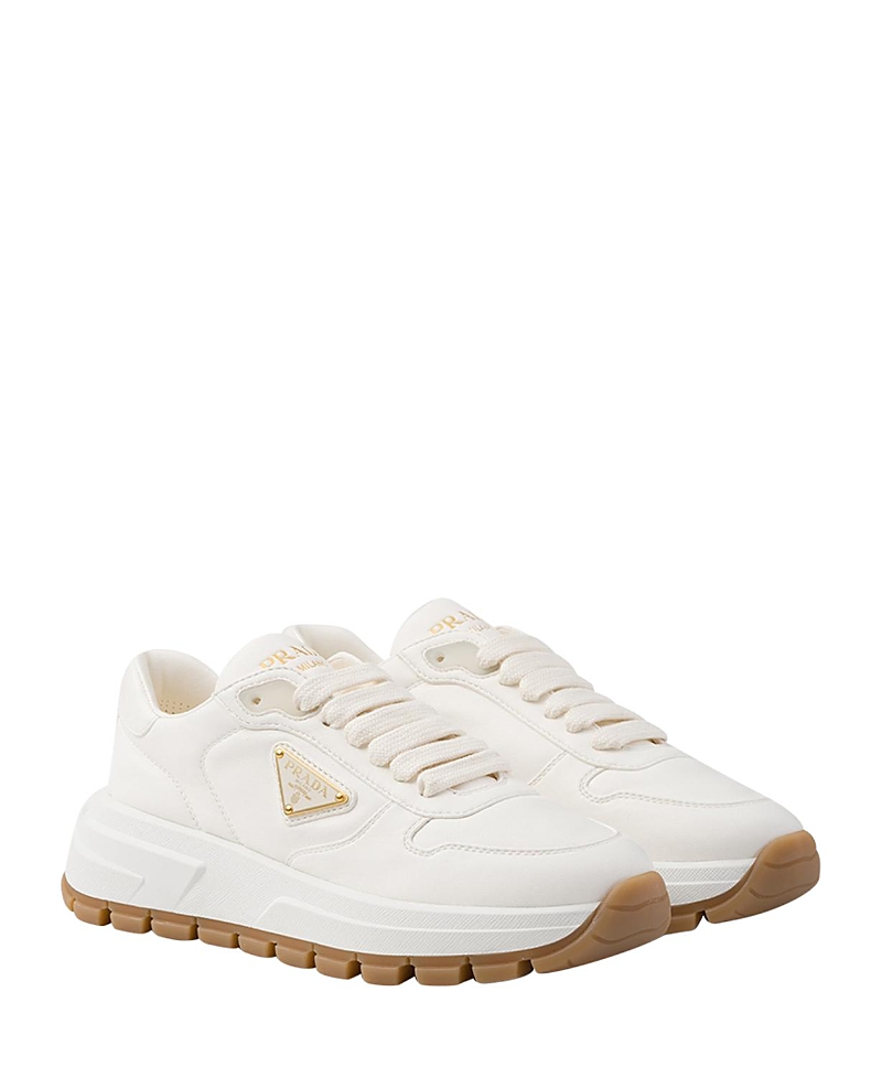 Prada Trail Leather Low-top Sneakers In Ivory