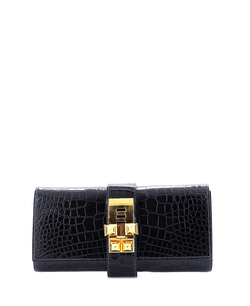 PRE-OWNED HERMES PRE-OWNED HERMES 23 MEDOR CLUTCH SHINY ALLIGATOR