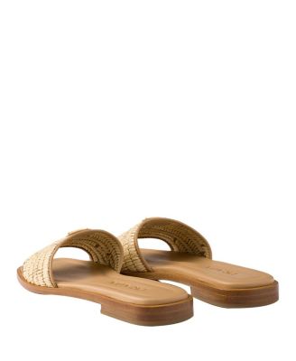 Women's Leather Slides with Crochet Details