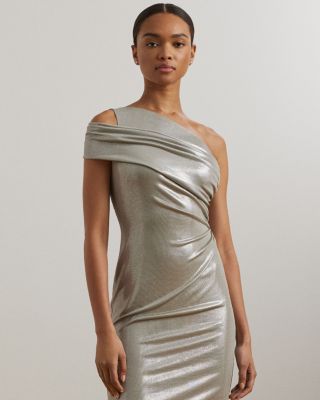 Women's Metallic One Shoulder Cocktail Dress