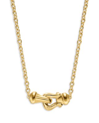 Petite Buckle Necklace in 18K Yellow Gold with Diamonds, 16.2mm