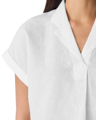 Linen Notch Collar Top