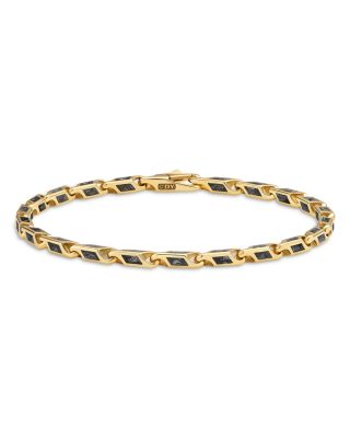 Streamline&reg; Faceted Chain Bracelet in 18K Yellow Gold with Forged Carbon, 4.3mm