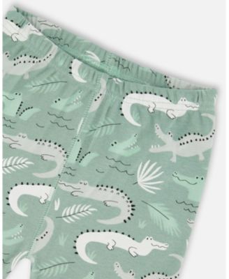 Boys' Organic Cotton Two-Piece Crocodile Top and Short Pajama Set - Little Kid