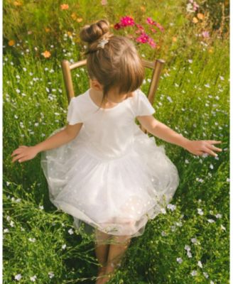  Girls' Bi-Material Dress with Glitter Hearts Skirt- Little Kid