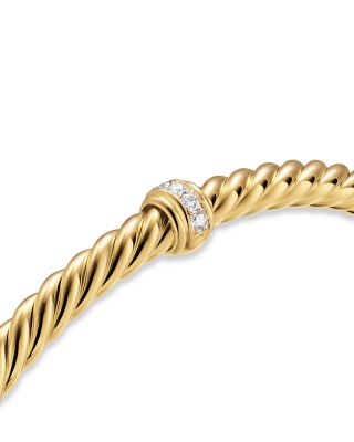 Cablespira&reg; Flex Station Bracelet in 18K Yellow Gold with Diamonds, 4mm