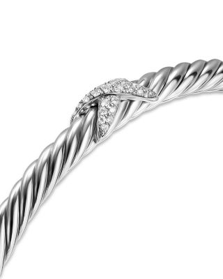 Cable Flex X Station Bracelet in Sterling Silver with Diamonds, 4mm