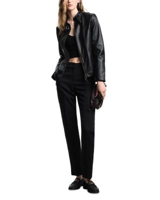 Linen Straight Leg Flat Front Trousers