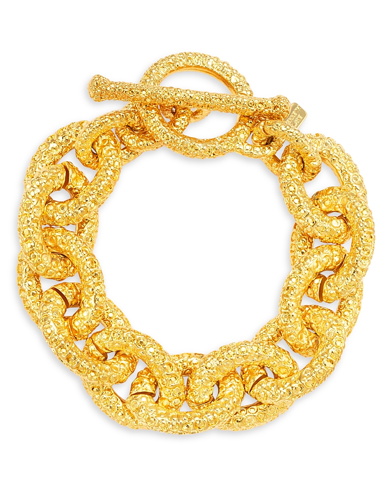 Kenneth Jay Lane Textured Link Bracelet In Gold