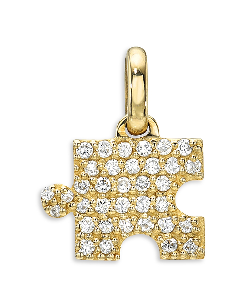 Zoe Lev 14k Yellow Gold Diamond Pave Puzzle Piece Charm Pendant In Gold