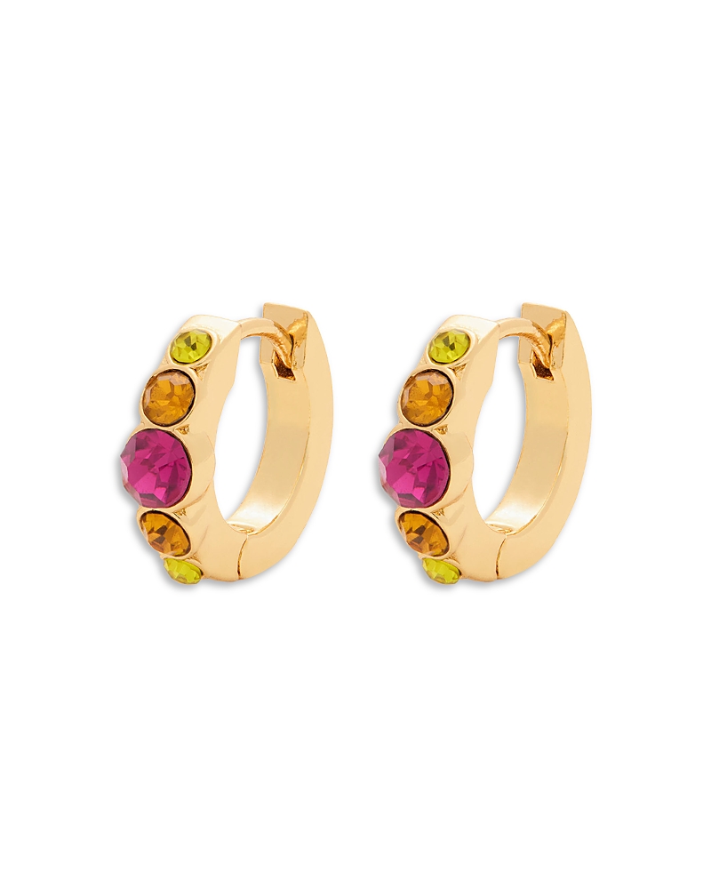 KURT GEIGER BLUE CRYSTAL HUGGIE HOOP EARRINGS