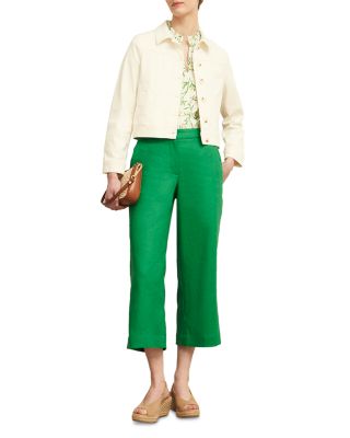 Lillie Linen Cropped Kick Flare Pants