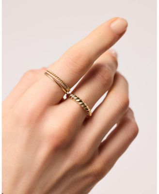 Solid Yellow Gold Dome Rope Ring