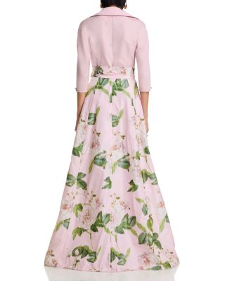 Taffeta Floral Print Shirt Dress Gown