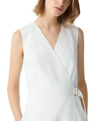 Sleeveless Linen Blend A-line Wrap Dress