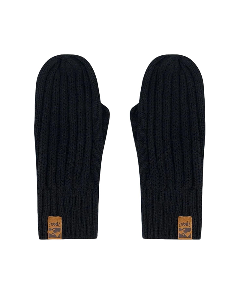 Deux Par Deux Kids Unisex Knit Mittens Black In Black