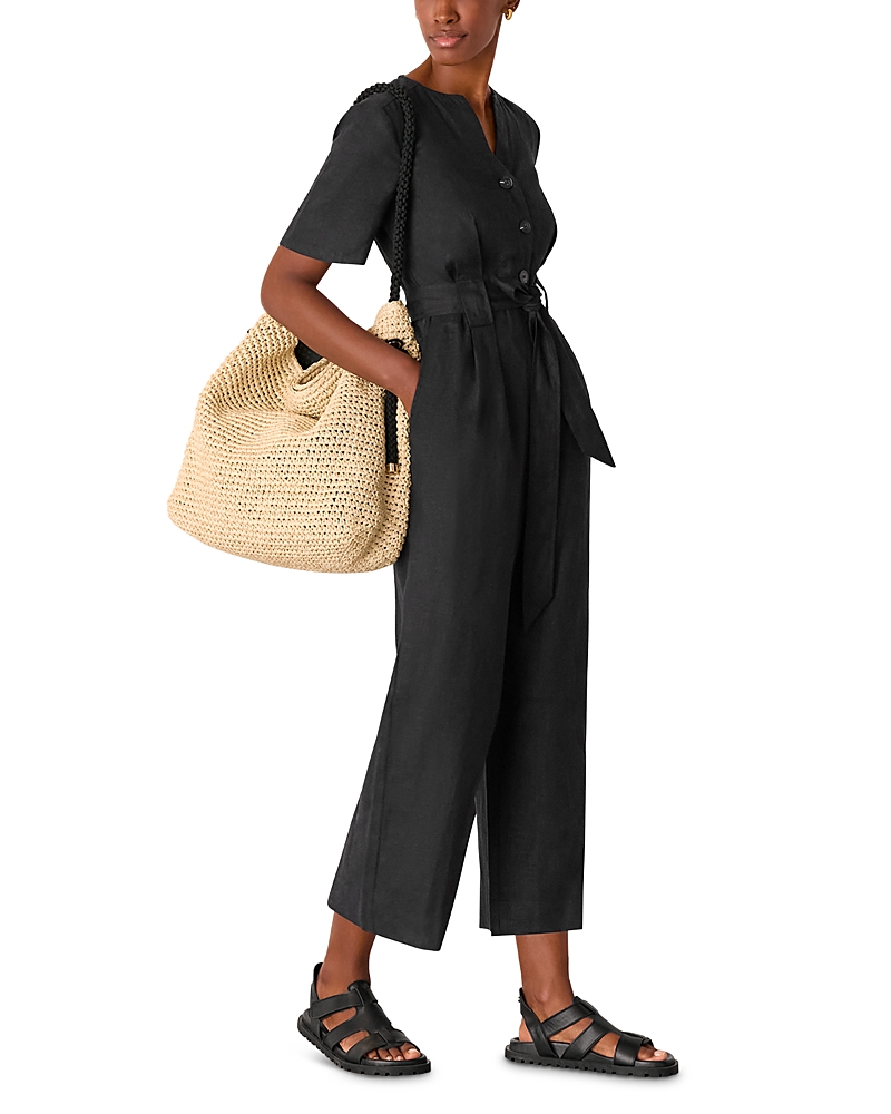 Whistles Fiona Linen Button Front Jumpsuit