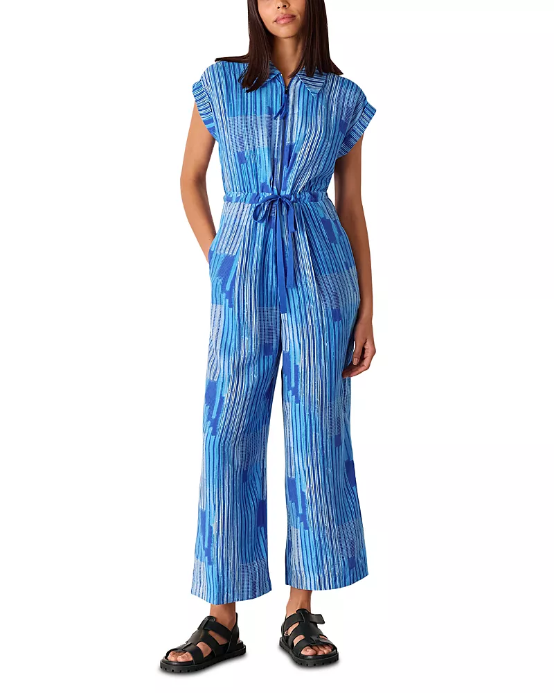 Whistles Stripe Print Zip Front Jumpsuit