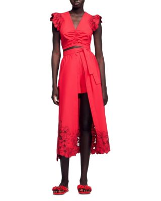 Cropped Ruffle Sleeve Floral Top