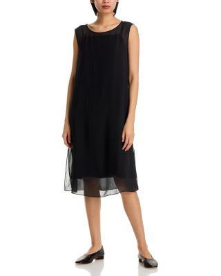 Bateau Neck Silk Dress
