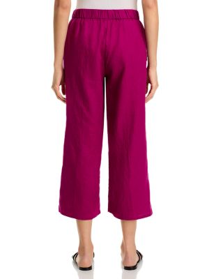 Linen Cropped Wide Leg Pants
