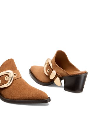 Women&#39;s Maven Almond Toe Western Style Block Heel Mules 