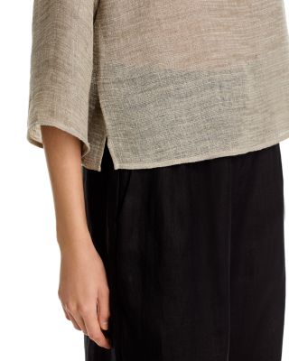 Bateau Neck Boxy Linen Blend Top  