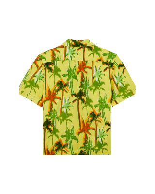 Palms Offset Cotton Button Down Camp Shirt