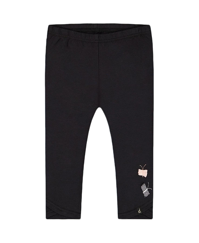 Deux Par Deux Girl's Organic Cotton Capri Legging Black And Small Flower