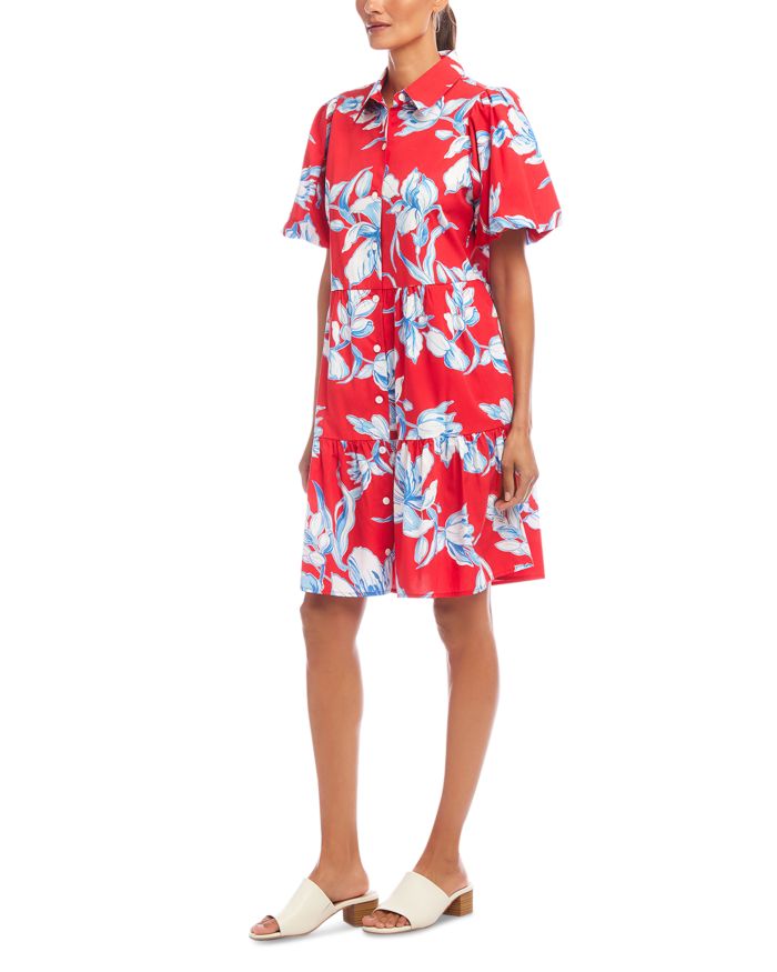 Puff Sleeve Tiered Shirt Dress