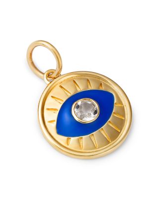 14K Yellow Gold White Topaz Evil Eye Charm