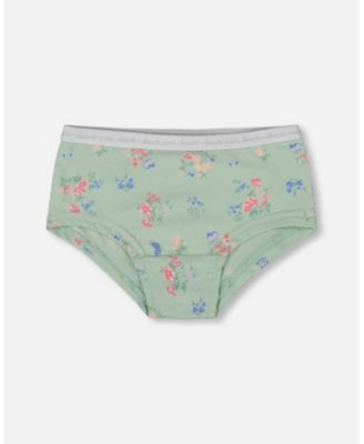 Girls' Printed Organic Cotton Short Underwear, Set of 3 - Little Kid, Big Kid