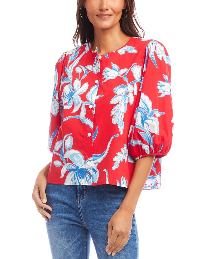 Puff Sleeve Button Front Shirt