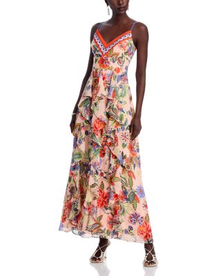 Floral Cascade Ruffle Maxi Dress