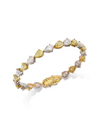 Bloomingdale's Fine Collection - Certified Lab Grown Yellow & White Pear Shaped Diamond Bracelet in 18K White & Yellow Gold, 17.25 tcw