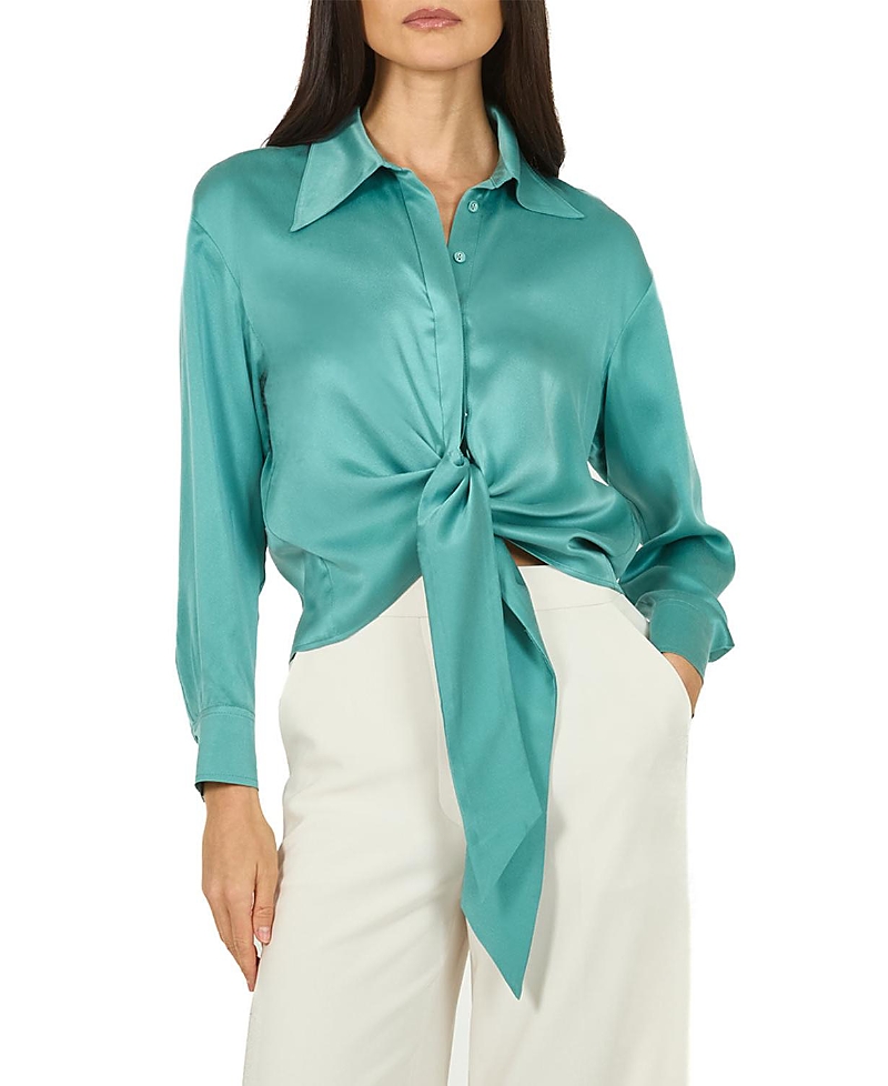 Shop Secret Mission Rae Top In Cyan Green