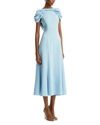 Cap Sleeve Twist Neck Draped Cocktail Dress