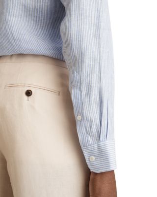 Ruban Long Sleeve Button Front Linen Shirt