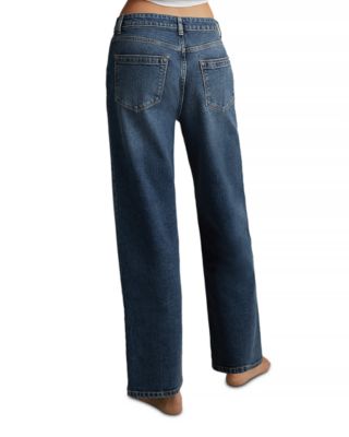 Selin Straight Leg Mid Rise Jeans in Mid Blue