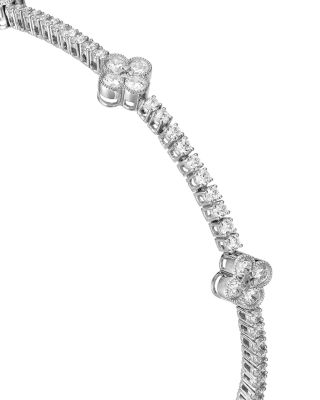 Diamond Clover Station Bracelet in 14K White Gold, 1.0 tcw