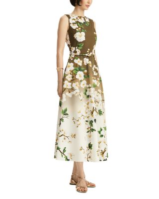 Sleeveless Ombre Ankle Length Cherry Blossom Dress