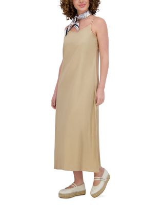 Linen Blend A Line Slip Dress